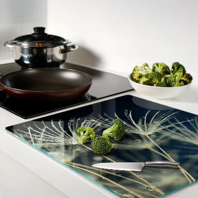 Snijplanken glas Paardenbloemen met waterdruppels