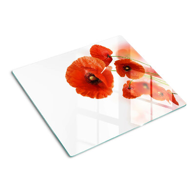 Snijplanken glas Klaproosbloemen in rode kleur