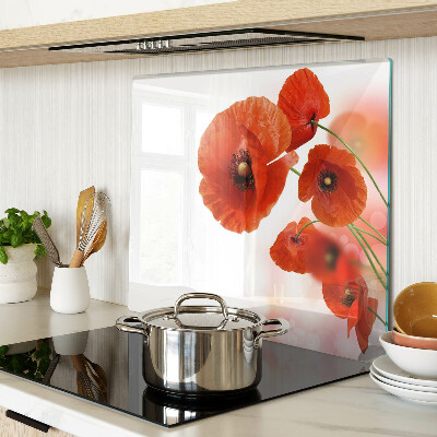 Snijplanken glas Klaproosbloemen in rode kleur