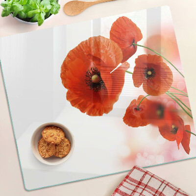 Snijplanken glas Klaproosbloemen in rode kleur