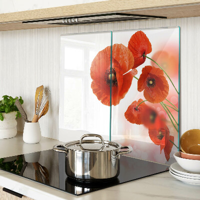 Snijplanken glas Klaproosbloemen in rode kleur