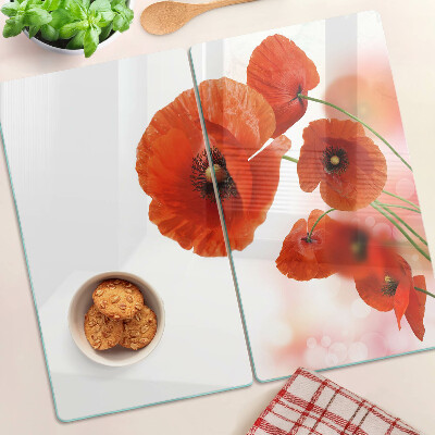 Snijplanken glas Klaproosbloemen in rode kleur
