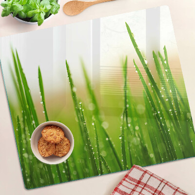 Glazen snijplanken Gras met waterdruppels