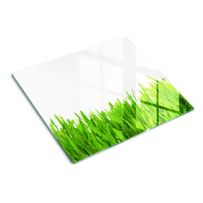 Glazen snijplanken Groen gras met waterdruppels