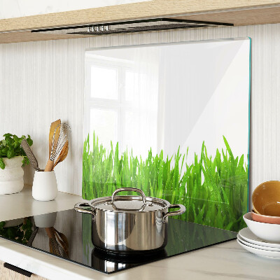 Glazen snijplanken Groen gras met waterdruppels