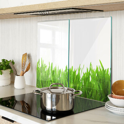 Glazen snijplanken Groen gras met waterdruppels