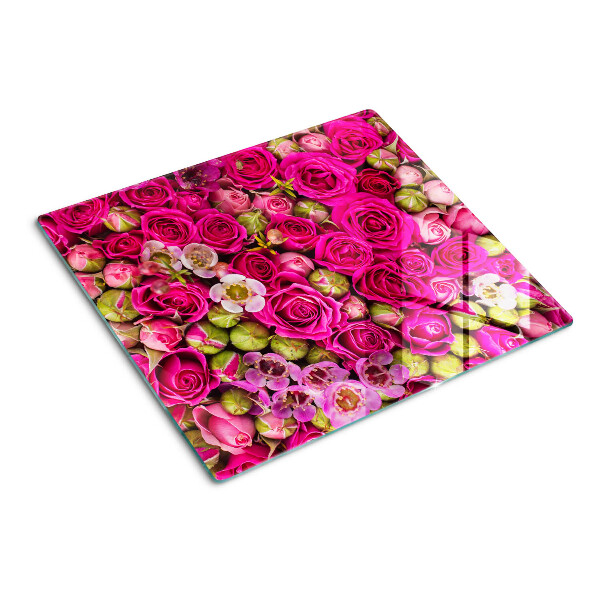 Snijplanken glas Roze bloemen in een boeket