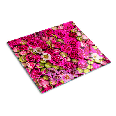 Snijplanken glas Roze bloemen in een boeket