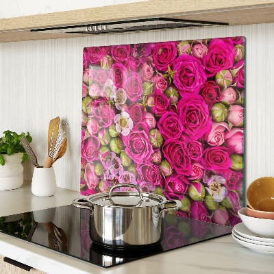 Snijplanken glas Roze bloemen in een boeket