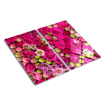 Snijplanken glas Roze bloemen in een boeket