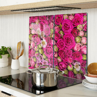 Snijplanken glas Roze bloemen in een boeket