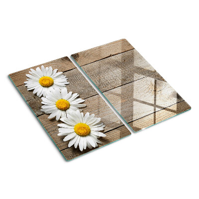 Glazen snijplanken Bloemen op een houten achtergrond