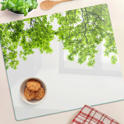 Snijplanken glas Groene bladeren tegen de lucht