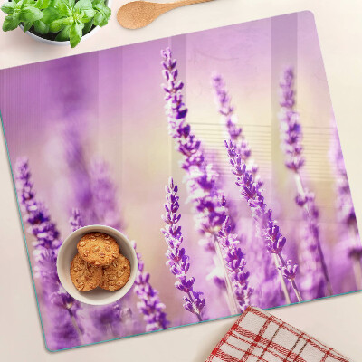 Glazen snijplanken Lavendelbloemen op een gradiëntachtergrond
