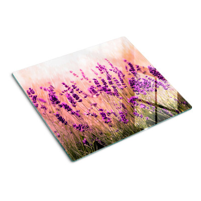 Glazen snijplanken Lavendelveld in de zonnestralen