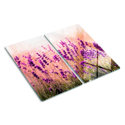 Glazen snijplanken Lavendelveld in de zonnestralen
