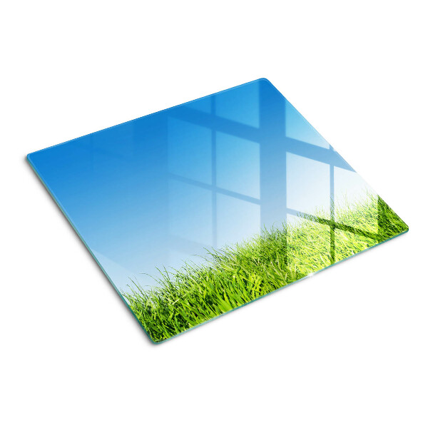 Snijplanken glas Groene weide onder blauwe lucht