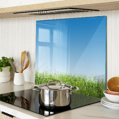 Snijplanken glas Groene weide onder blauwe lucht