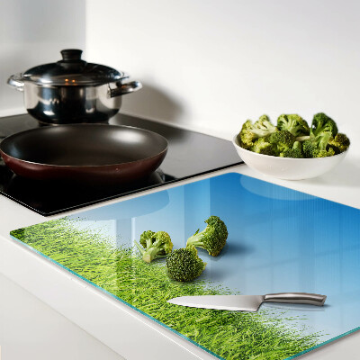 Snijplanken glas Groene weide onder blauwe lucht