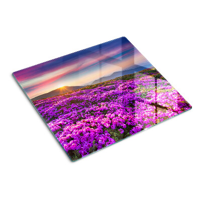 Glazen snijplanken Bloemenlandschap bij zonsondergang