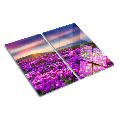 Glazen snijplanken Bloemenlandschap bij zonsondergang