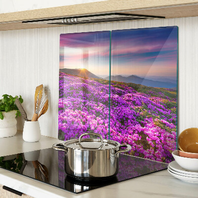 Glazen snijplanken Bloemenlandschap bij zonsondergang
