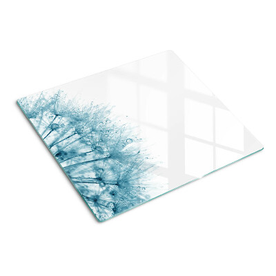 Snijplanken glas Paardenbloemen met waterdruppels