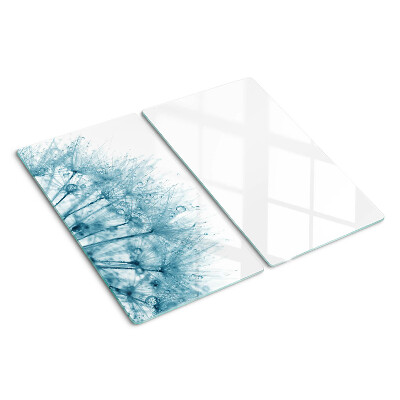 Snijplanken glas Paardenbloemen met waterdruppels