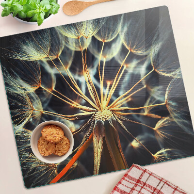 Glazen snijplanken Paardenbloemen in macrofotografie