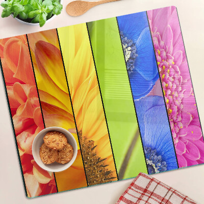 Snijplanken glas Bloemenmotieven in intense kleuren
