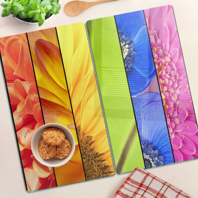 Snijplanken glas Bloemenmotieven in intense kleuren