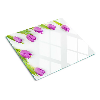 Glazen snijplanken Tulpen op een witte achtergrond
