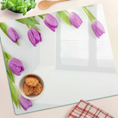 Glazen snijplanken Tulpen op een witte achtergrond