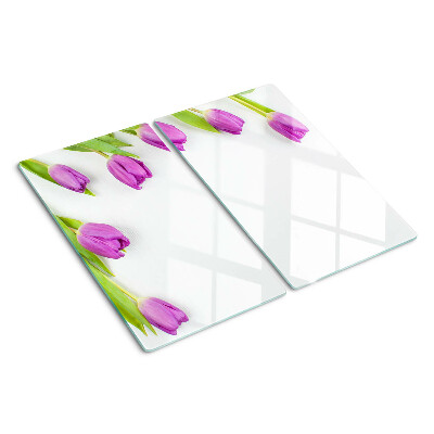 Glazen snijplanken Tulpen op een witte achtergrond
