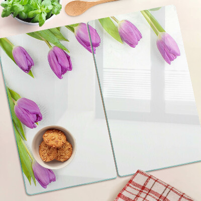 Glazen snijplanken Tulpen op een witte achtergrond