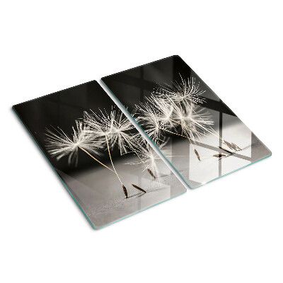 Snijplanken glas Pluizige paardenbloemen op een monochromatische achtergrond