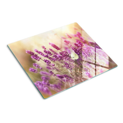 Snijplanken glas Lavendelveld met vlinder