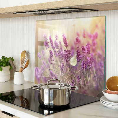 Snijplanken glas Lavendelveld met vlinder
