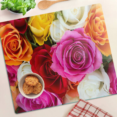 Glazen snijplanken Rozenbloemen in verschillende kleuren
