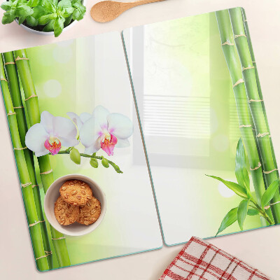 Snijplanken glas Orchideeën en bamboe