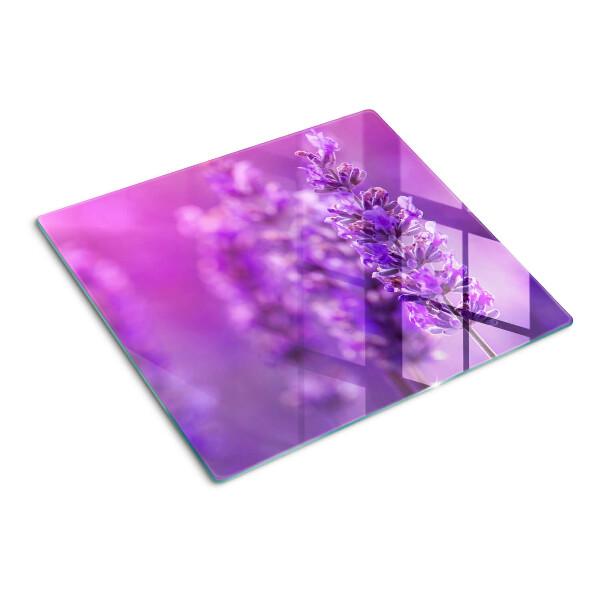 Snijplanken glas Lavendelbloemen op een paarse achtergrond