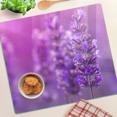 Snijplanken glas Lavendelbloemen op een paarse achtergrond