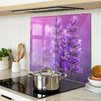 Snijplanken glas Lavendelbloemen op een paarse achtergrond
