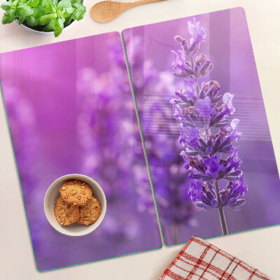 Snijplanken glas Lavendelbloemen op een paarse achtergrond