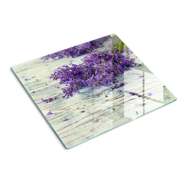 Snijplanken glas Lavendel op een houten achtergrond