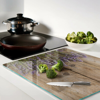Snijplanken glas Lavendel op een houten achtergrond