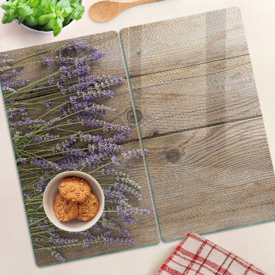 Snijplanken glas Lavendel op een houten achtergrond