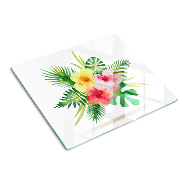 Glazen snijplanken Tropische bloemen en bladeren