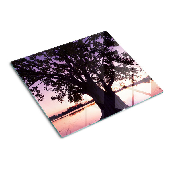 Glazen snijplanken Boom bij zonsondergang