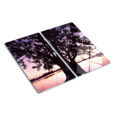 Glazen snijplanken Boom bij zonsondergang